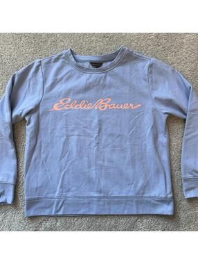 Eddie Bauer Women's M Blue Crewneck Sweatshirt Logo